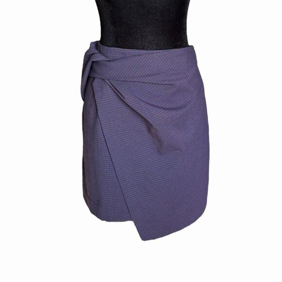 Babaton Plaid Jethro Twisted Skirt Academia Asymmetric Preppy School Girl Size 8 - Picture 4 of 12